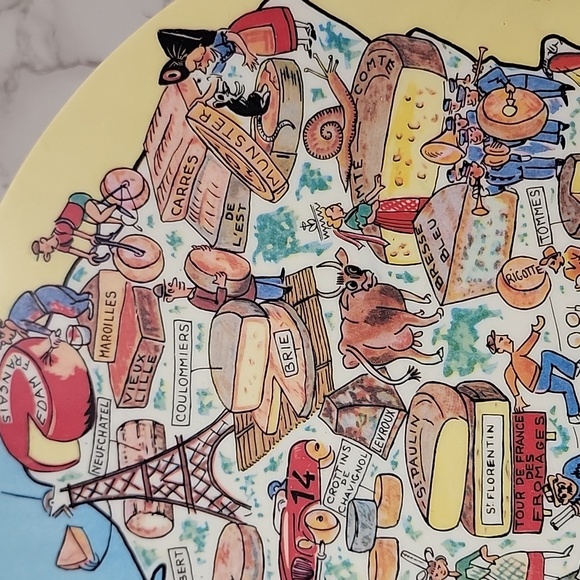 Vintage French Cheese & Gastronomic Map Tray – Annecy Ornamine by Alain Bourguig - Picture 4 of 9